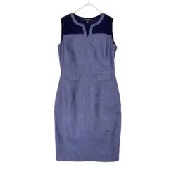 Brooks Brothers レース切替 リネンワンピース 0 ネイビー