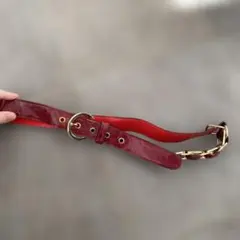 レザー 赤 ベルト ゴールド金具