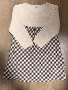 無印良品　長袖チェック柄ワンピース 90サイズ