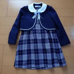 フォーマルドレス ネイビー チェック柄 130