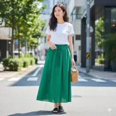 MACPHEE トゥモローランド 24SS シアーサッカーギャザーロングスカートのサムネイル