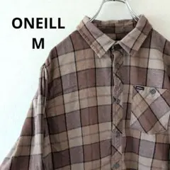 USA古着 ONEILL ネルシャツ　M　ブラウン　ベージュ　チェック
