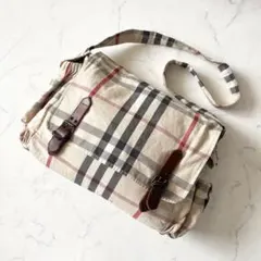 バーバリー マザーズ ショルダーバッグ ノバチェック キャンバス ベージュ