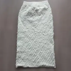 nano・universe　ナノ・ユニバース ホワイト フリルロングスカート S