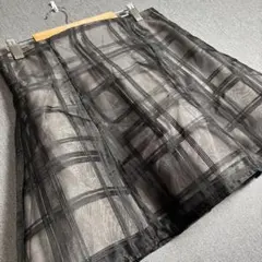 新品タグ付き GRL シアーチェック柄 フレアミニスカート L 裏地パンツ付き