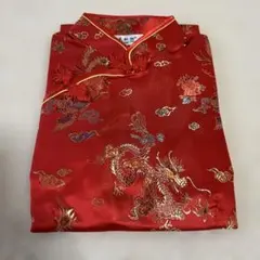 中国で購入　赤いドラゴン刺繍入りチャイナドレス　未使用