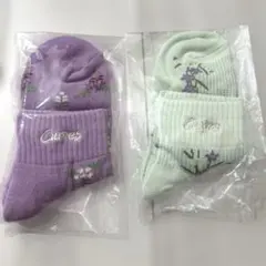 ⭐️新品未使用⭐️ Curves ソックス 2足セット パープル グリーン 花柄