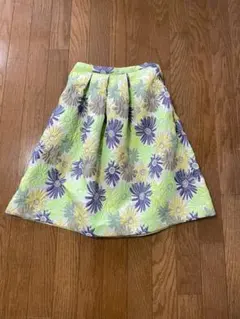 ジャガードスカート　花柄スカート　グリーン　イエロー　Chesty チェスティ
