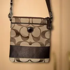 COACH ベージュとブラウンのショルダーバッグ