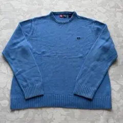 CHAPS チャップス コットンニット セーター ブルー 刺繍ロゴ XL