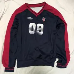 Shang PinVネック トレーナー ネイビー レッド XL