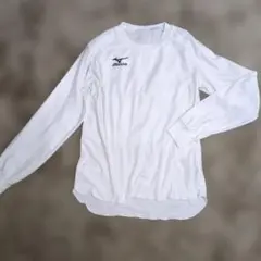 極美品MIZUNOスポーツМ長袖シャツ練習着ホワイト薄手陸上サッカー