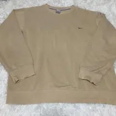 00s Nike ベージュ ネイビー刺繍ロゴ 前V Lサイズ