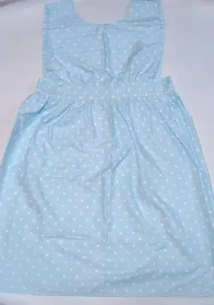 水玉模様エプロンライトブルー