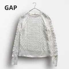 ＊7206＊GAP ケーブル編み コットンニットセーター アイボリー Sのサムネイル