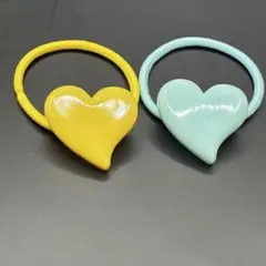 【黄色×水色ハート型】　ヘアゴムセット（part1）