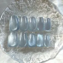 即購入OK！水光ネイル❤︎マグネットネイル❤︎ブルーネイル❤︎スクエア