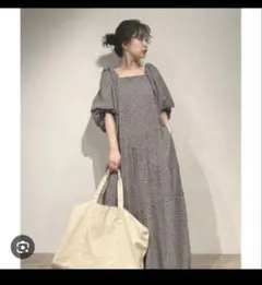 ⭐︎未使用級⭐︎emmi 2WAYワッシャーコットンワンピース　白　黒　チェック　S