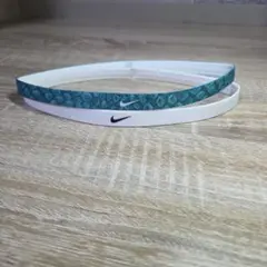 NIKE ナイキ ヘアバンド プリンテッド　ヘッドバンド 2本 　ヘアゴム緑白