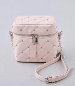 NICE CLAUP ビジューキルティングバニティショルダー バッグ ピンク