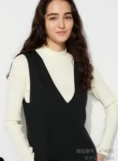 リブ編み ホワイト 長袖 Tシャツ Lサイズ　ユニクロ　新品未使用品