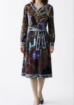 Salvatore Ferragamo ワンピース シルク100% 40 ブルー - メルカリ