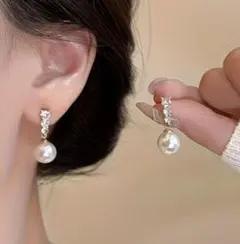 い*こ様 【300円スタート】上品 イミテーションパール ドロップピアス 入学式