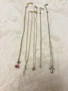 ネックレス 5本セット チェリー・リボン・ハート・一粒・十字架