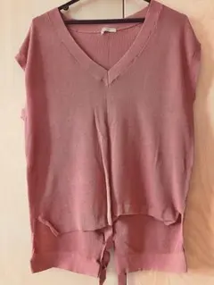 薄手ニットベスト（M）Honeys テラコッタ