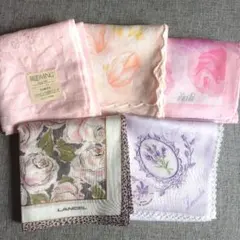 ハンカチ 5枚セット 花柄　刺繍のサムネイル