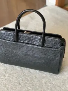 オーストリッチレザー 黒 ハンドバッグ