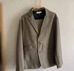 【上下セット】カーキ テーラードジャケットとスラックス セット