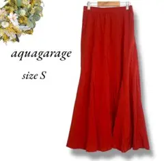 aquagarage ロングフレアスカート S 朱色 裏地付き 春夏 4645のサムネイル