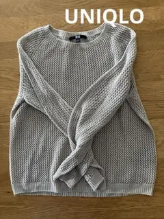 美品UNIQLOユニクロ長袖メッシュクルーネックセーターM