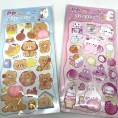 01ぷっくりおしりシール もちもちマシュマロシール くま&うさぎ2種類セット