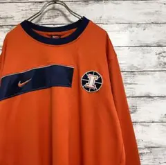NIKE 刺繍 ゲームシャツ レトロ オレンジ ボールILLINOIS ナイキ