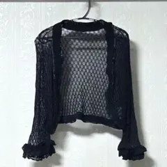 【美品】axes femme フォーマル ボレロ 結婚式 黒 フリル 透かしのサムネイル
