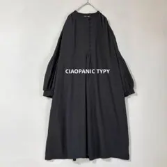 チャオパニックティピー ギャザーロングワンピース ブラック