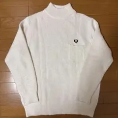 FRED PERRY ホワイト タートルネック セーター M