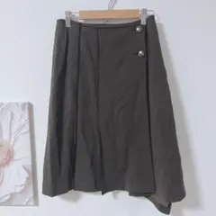 TRUSSARDI　膝上フレアスカート 巻きスカート　ボタン付き　ブラウン系　Lのサムネイル
