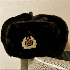 未使用 旧ソ連軍ウシャンカ 防寒帽 モコ帽　ロシア軍 耳当て付きファー帽子緑