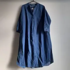 デニムブルー 長袖シャツワンピース Fサイズ