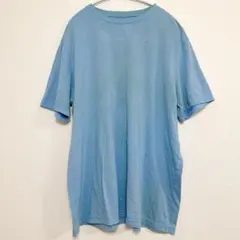 大きいサイズ 半袖 Tシャツ 無地 古着 XL 青 コットン カジュアル