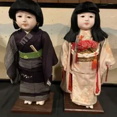 お値下げ中【約44㌢】市松人形 インテリア正絹　縞模様と花柄模ストレートヘア