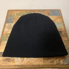 90s 00s 無地ニット ビーニーキャップ ブラック 深め