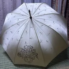 KofKRIZIAヒョウ柄　ベージュ雨傘大判長傘オーロラ