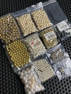 【まとめ売り】ハンドメイド資材 ビーズセット（パール・ゴールド・ブラック等）
