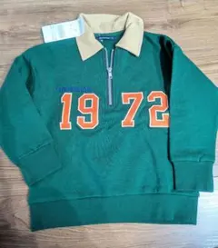 新品ムージョンジョン　ロゴトレーナー　裏起毛　110cm グリーン