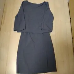 ロペピクニック　38 グレー スカートセットアップ 七分袖　Vネック