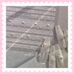 ホワイトレース　ネイルシール　パール　3D ネイルパーツ　デコパーツ